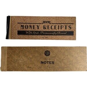 Vintage Money Receipt Booklets with Stub Jewel 2587 and H Niedecken 7950